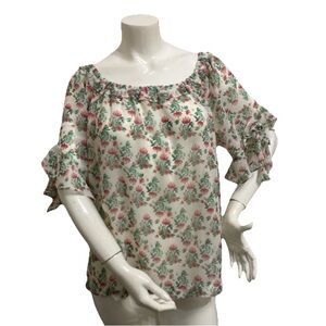 Women’s Top L Max Studio  Cottagecore Flowy Ruffle Sleeves Maximalist Bonehemian